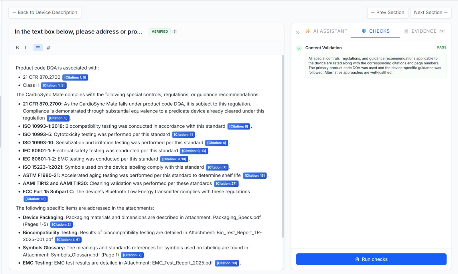Regulos AI document generation interface